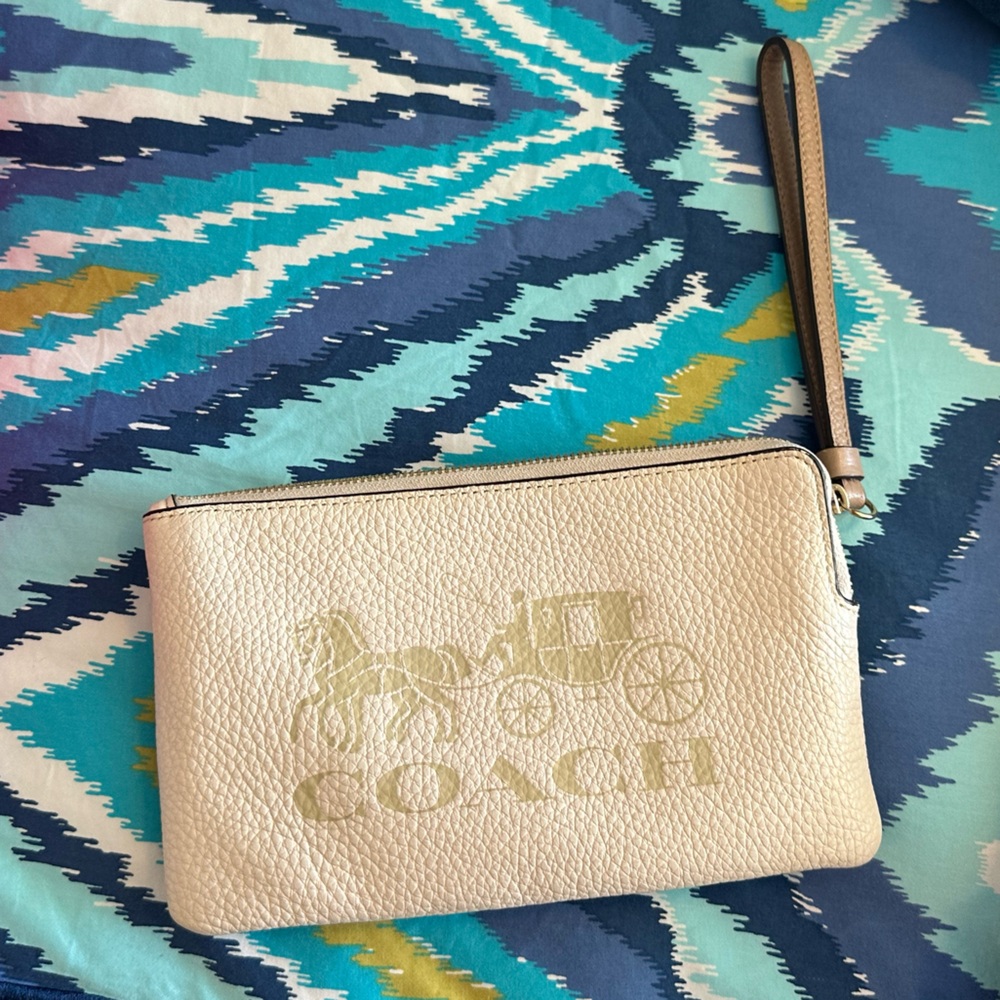 Coach Cream Leather Wristlet